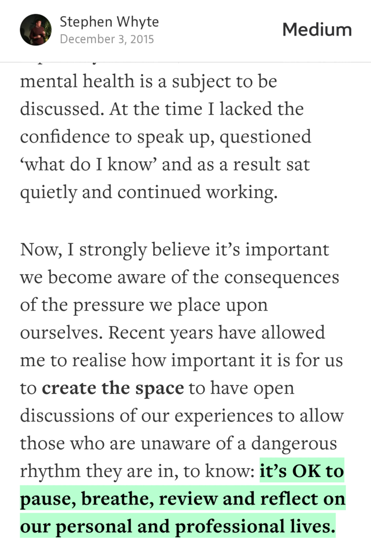 “it’s OK to pause, breathe, review and reflect on our personal and…” — <a href="/steviewhyte/">Stephen Whyte</a> medium.com/@steviewhyte/h…