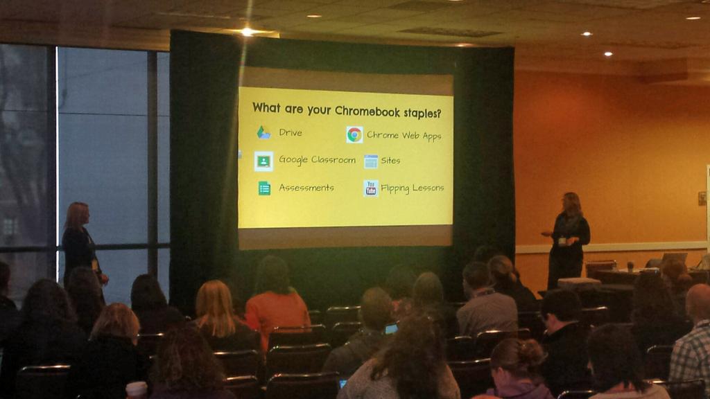 micwalker's tweet photo. Rock stars, @veldhawk &amp; @KPowellEPS talking about their Chromebook classrooms! #ties15 https://t.co/mCDYzPRoLK
