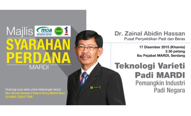 hflyakmal's tweet photo. Syarahan Perdana Peny MARDI. Ape istimewanya Varieti MARDI ? Come and join us @MARDItweet @AizatZawawi @MARDISPerai https://t.co/rwMYqp4Rh2