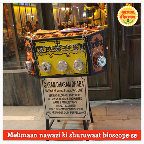 GaramDharam_GD's tweet photo. "Mehmaan nawazi ki shuruwaat bioscope se."
#garamdharamdhaba #cp #dhaba #theka #northindian #cuisine #welcome https://t.co/A21HsXZX8Q