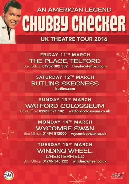 ChubbyCheckerUK's tweet photo. for the first time in over 20 yrs Chubby Checker is doing a UK tour. Lets twist again Live with @chubby_checker 2016 https://t.co/qQX2csStYb