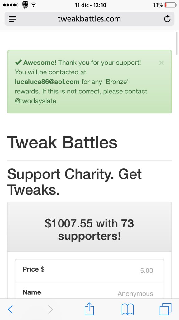 CydiaGeek's tweet photo. @Wizages @iBuzzeh @TweakBattles Yeah, here we are! Thanks guys! https://t.co/UfUzwB2OYB