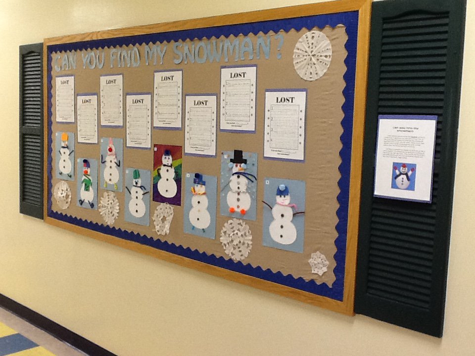 McNeals_Class's tweet image. Can You Find My Snowman? Mrs. McNeal's class has made an interactive bulletin board. Check it out! @BookmanRoad