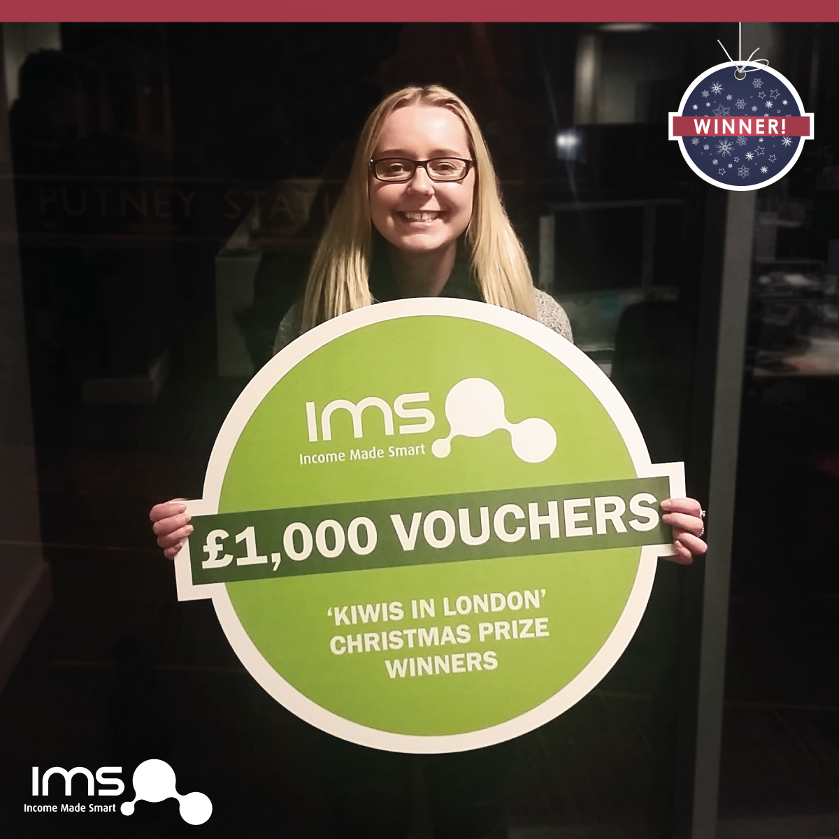 IncomeMadeSmart's tweet photo. A very happy Christmas to Brittany Powell! Winner of our @Kiwis_In_London £1000 Christmas Voucher Giveaway! https://t.co/5OCY9yNAoZ