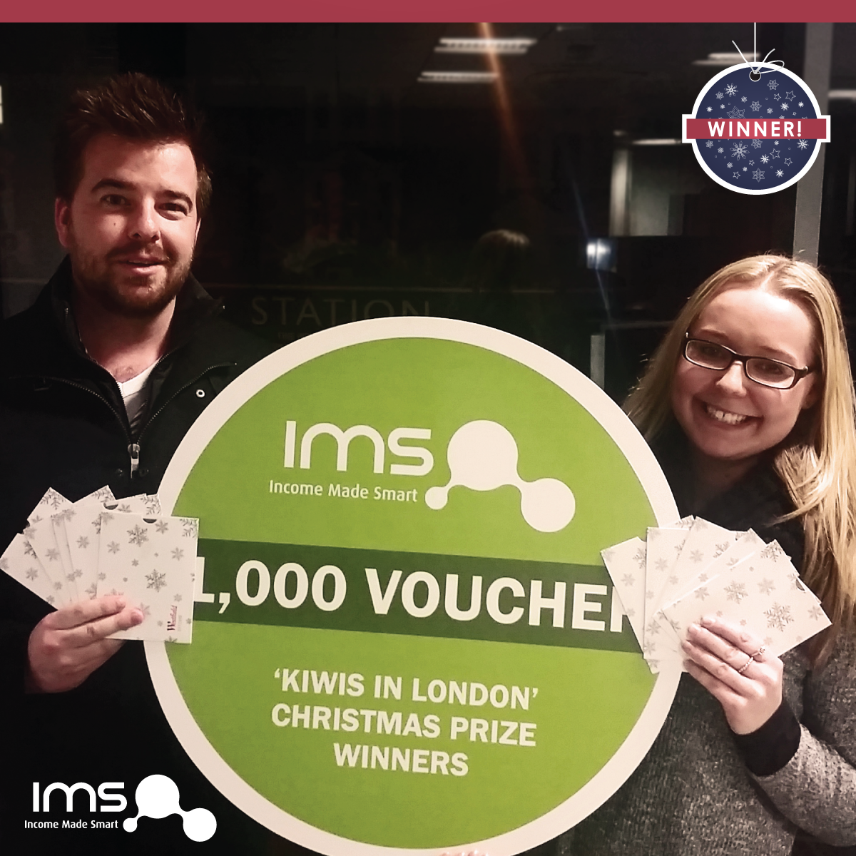 IncomeMadeSmart's tweet photo. A very happy Christmas to Brittany Powell! Winner of our @Kiwis_In_London £1000 Christmas Voucher Giveaway! https://t.co/5OCY9yNAoZ