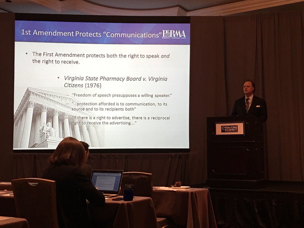RobertFWright's tweet photo. Mit Spears @PhRMA discussing free speech regarding what can biopharma cos provide to healthcare profs #FDACMS15 https://t.co/Q8MrpcUgBF