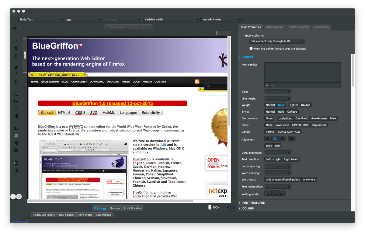 BlueGriffon 2.0 will be much nicer, and it’s only a beginning! Stay tuned!