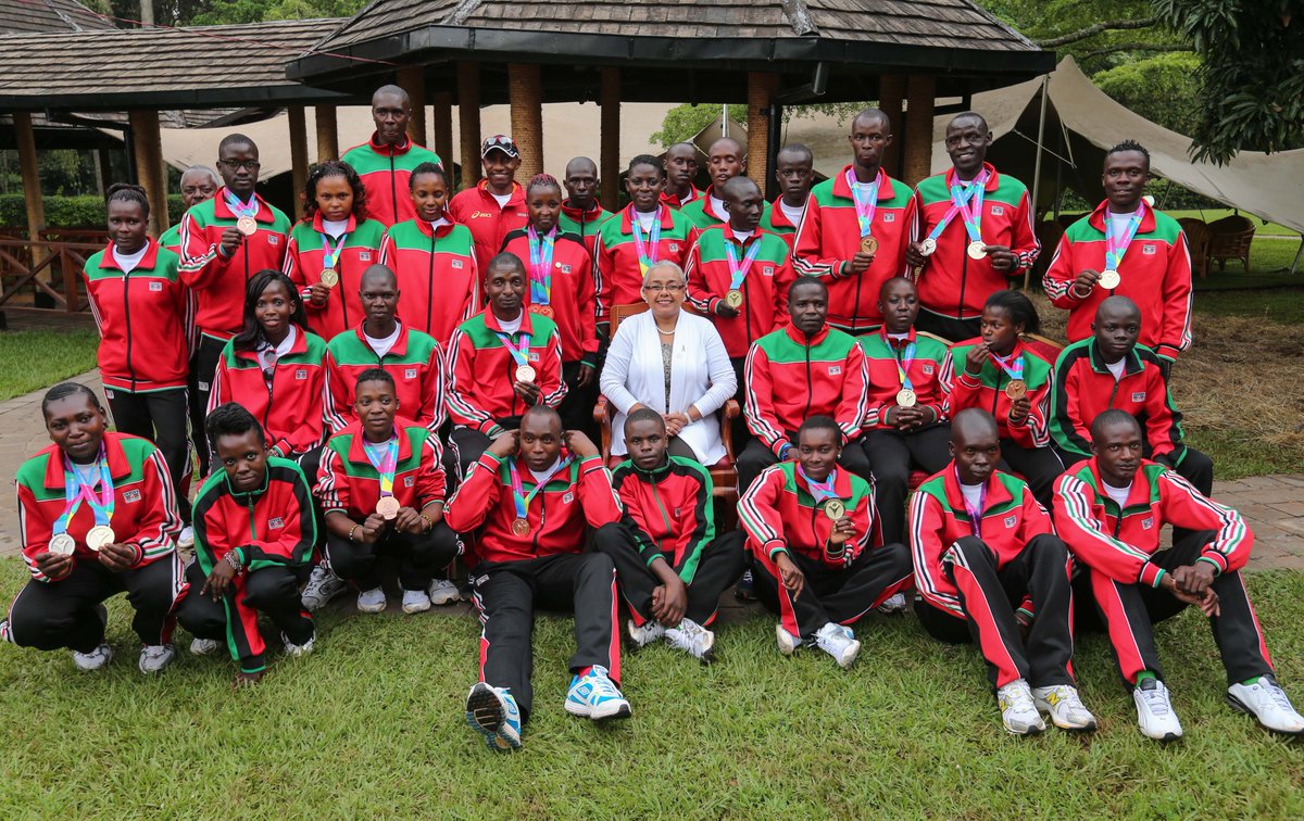 FirstLadyKenya's tweet photo. First Lady Margaret Kenyatta with the Special Olympics Kenya Team LA2015 at State House, Nairobi. https://t.co/pCRf0tVlat