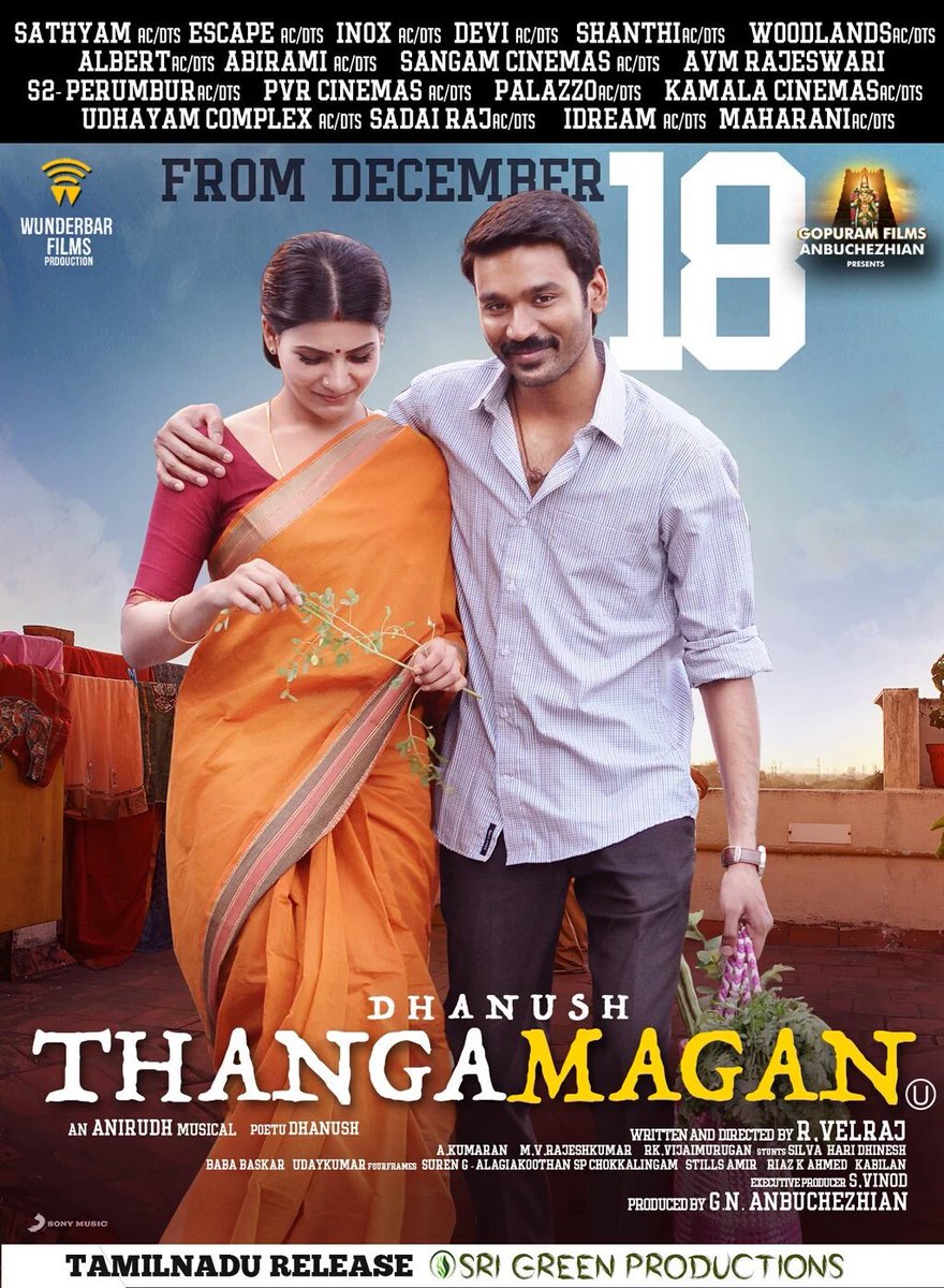 citywritersoffl's tweet photo. #Dhanush in #Thangamagan frm Dec18th Bookings Open Now @RIAZtheboss @v4umedia1 @srigreen_pro @arun_purushoth https://t.co/r7KvuzYAbd