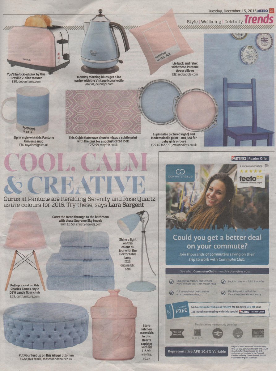LeePublicity's tweet image. Loving the #pantone colours for 2016! Great piece in the @MetroUK Thank you @LaraSargent1