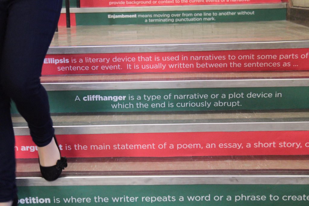 Our unique stairs with new numeracy and literacy facts to help pupils memorise important facts#spcb