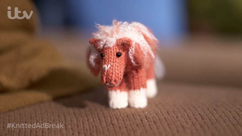 ITV's tweet photo. What’s cuter than @AmazonUK’s little horse...? A KNITTED little horse!

#KnittedAdBreak @ITVTextSanta https://t.co/bfgRQ9JmYL