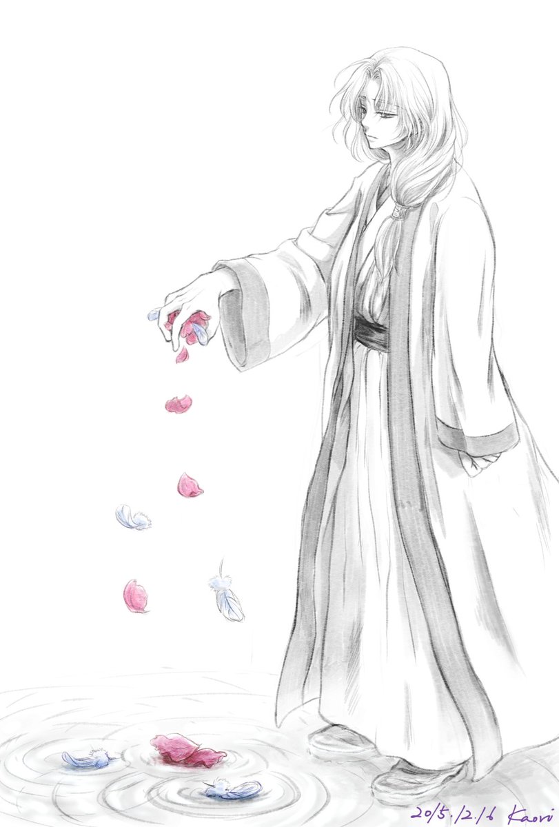 Cao Sur Twitter スウォン2回目 白いな わかりづらいですが紅い花弁はスウォンが贈った髪飾りからヨナ 薄青い羽根は風の部族の装飾からハク という設定 バラバラにして地に落としても 握りつぶすことはできなかった てゆー妄想 暁のヨナ スウォン