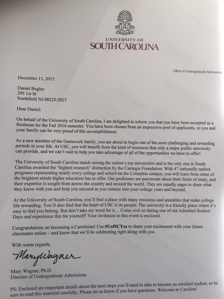danbegley609's tweet photo. Officially accepted to the University of South Carolina!!! #USCYes #cocklyfe https://t.co/Y141uK0CP0