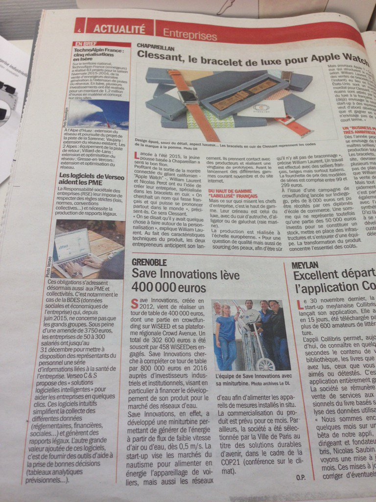SolennPETITJEAN's tweet photo. Actu #Startup #Grenoble - @verseo_fr et #SaveInnovations dans @DL_Entreprises - poke à Olivier Pentier #MyKing :) https://t.co/6lJtzCDVm9