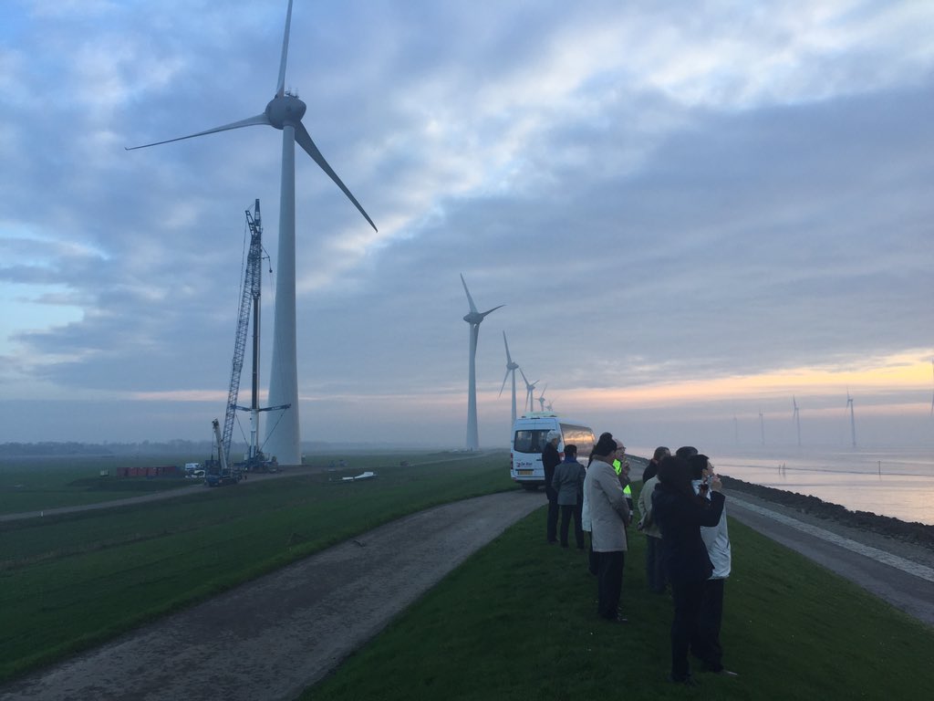Rijntalder's tweet photo. Visiting the nearhore Westermerwind project with a Taiwaneze delegation.  #windminds https://t.co/CQxW2Brgug