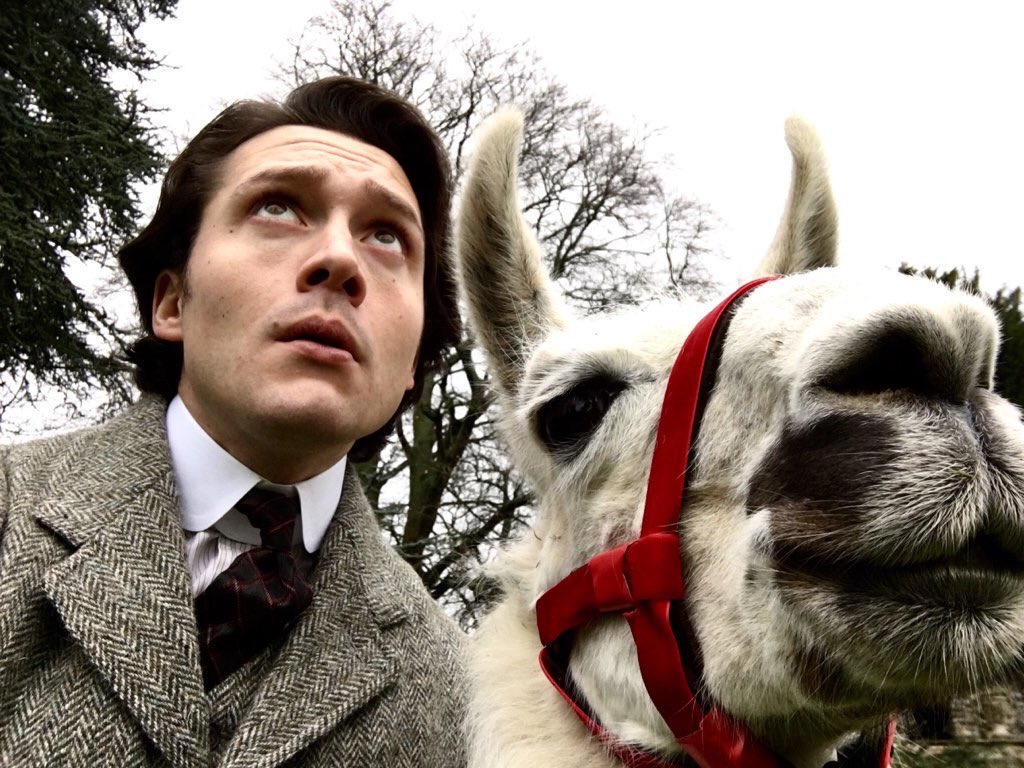 LivingDeadBBC's tweet photo. Llamas all over the set of #TheLivingAndTheDead today! https://t.co/F7A9H7piH8