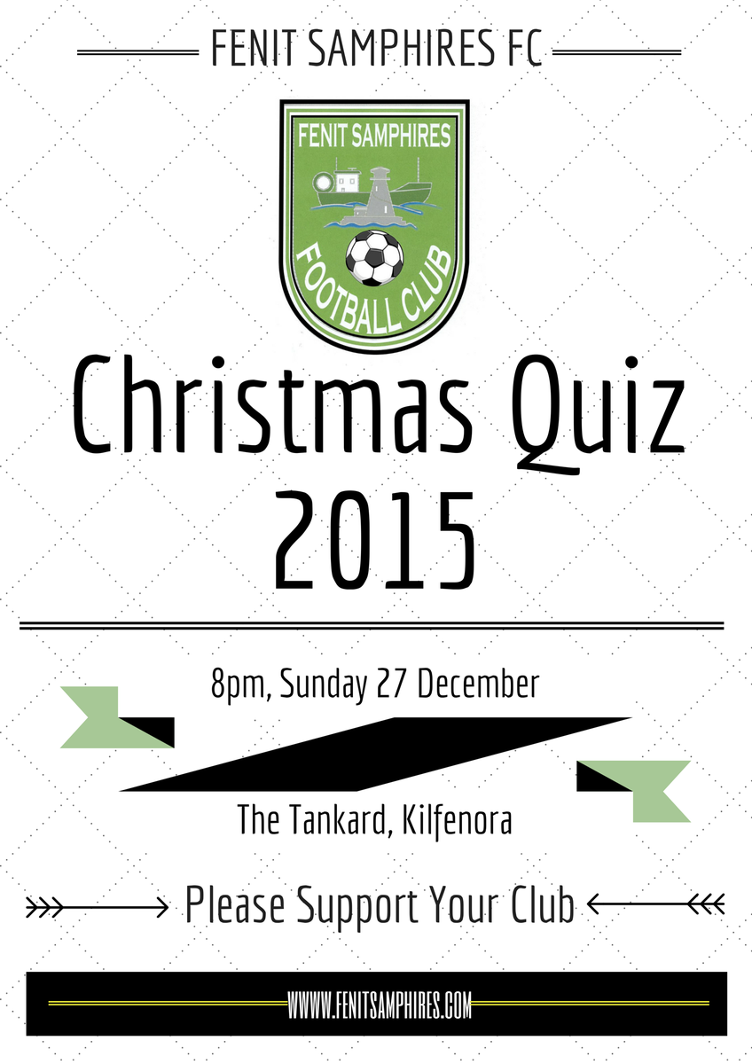 FenitSamphires's tweet photo. REMEMBER our Annual Christmas Quiz is on Sunday December 27th in The Tankard. Be there!!! https://t.co/Q7GVMC3ury