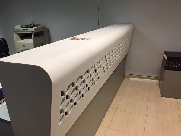 HIMACSEurope's tweet photo. 2 different styles, but 1 common thread: the use of #HIMACS. V/ @oscarhimacs @ar_solidsurface #receptiondesk https://t.co/Yw8Ctq8RHj