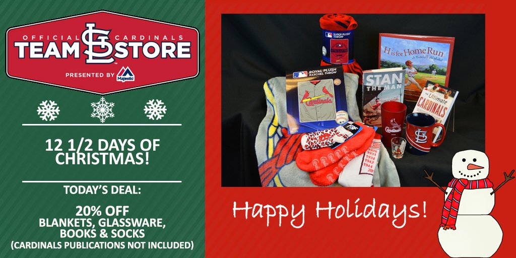 Cardinals's tweet photo. 20% off blankets, glassware, books & socks today at the #BuschStadiumTeamStore! https://t.co/zl6ggXYgva https://t.co/qYyLRBlmtO