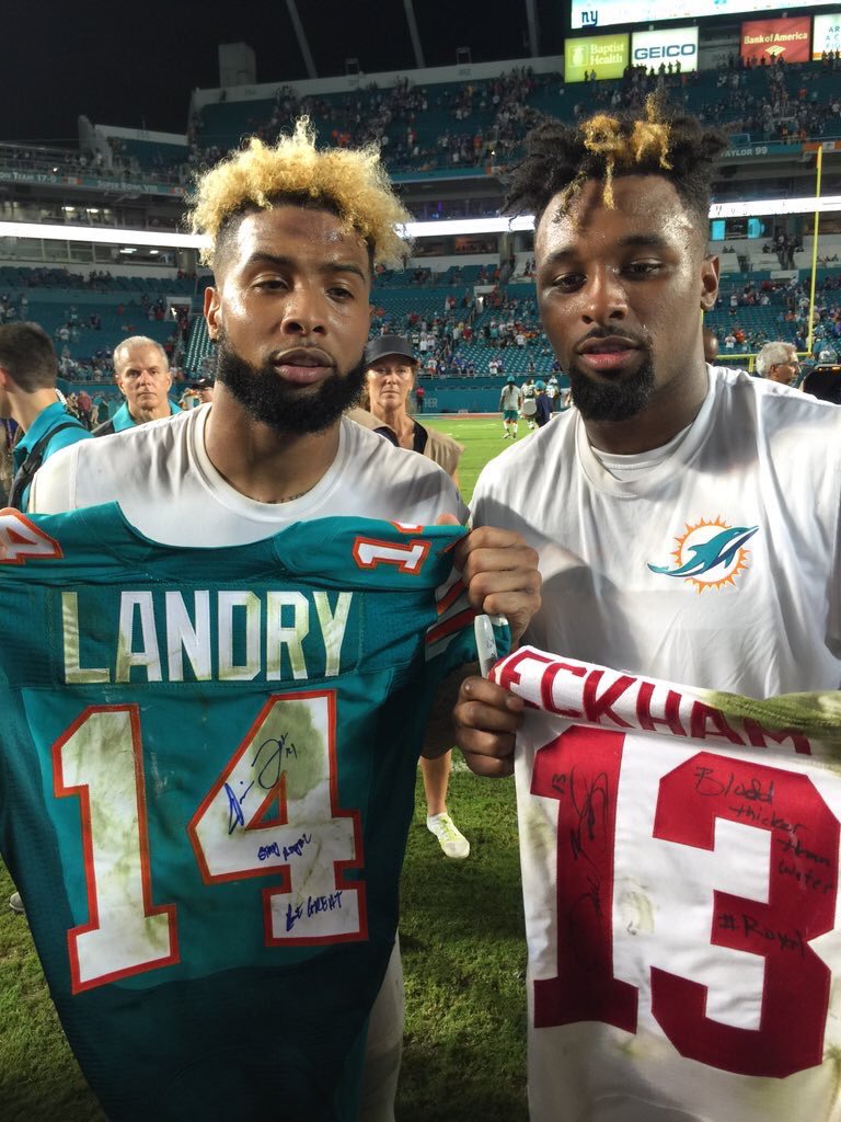 Odell Beckham Jr and Jarvis Landry Swap Jerseys Terez Owens Scoopnest