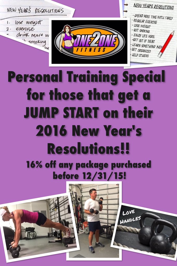One2OneFit's tweet photo. December special! Don't waste the last 2 weeks of The year!  Get started NOW on your 2016 health and fitness goals! https://t.co/VEqs6euLCJ