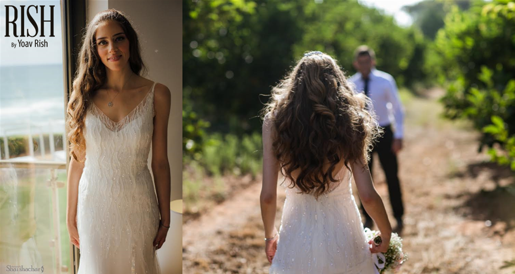 Our beautiful #RishBride Tal on her big day. We're obsessed with this beaded #YoavRish gown! etsy.com/shop/RISHbridal