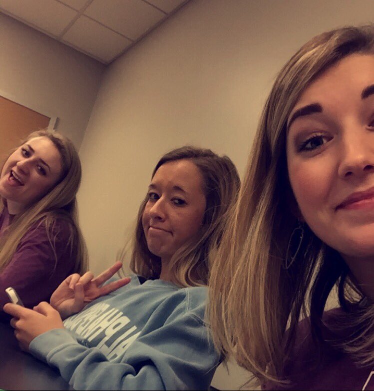 MaryAlice_Dolan's tweet photo. I hope this selfie helps us on our math final today, because this is all I remember doing in the class. https://t.co/MWUTEc7fbS