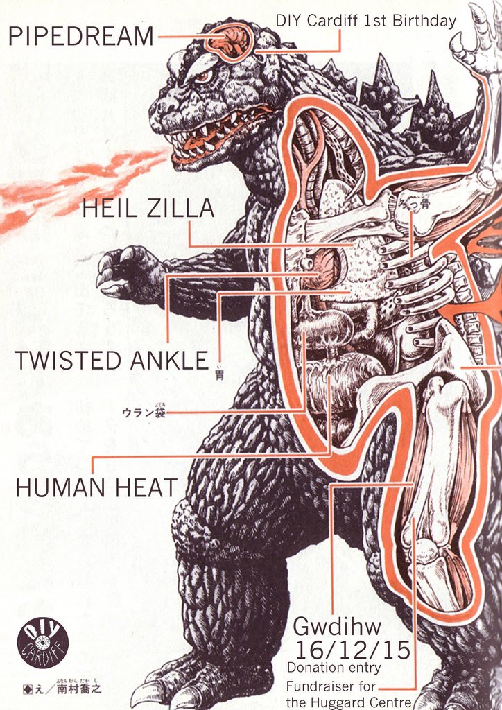 Tomorrow! 1st bday gig with <a href="/PipedreamCC/">🥀Pipedream 11-17🥀</a> <a href="/Heilzilla/">Heil Zilla</a> #twistedankle and #humanheat at <a href="/GwdihwCafeBar/">Gwdihw Cafe Bar</a> - donation entry!