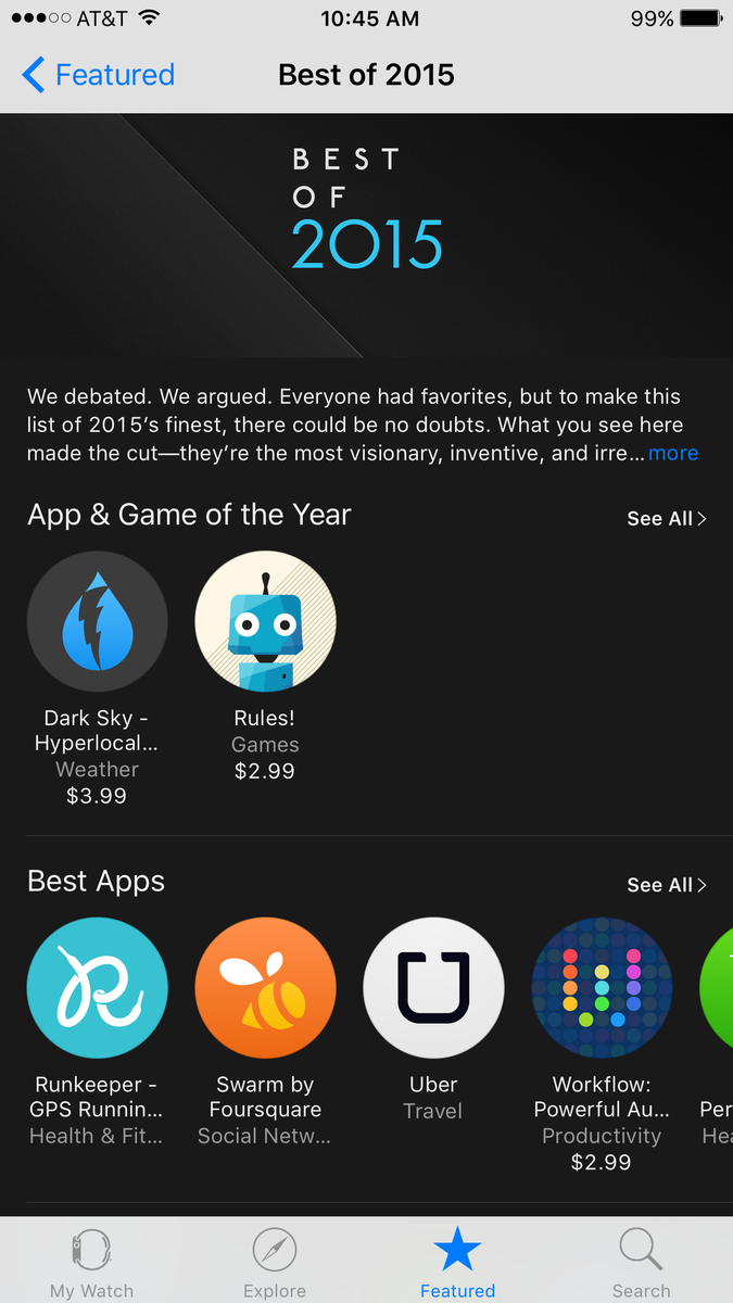 pconno3's tweet photo. Pumped to see our Apple Watch app featured in Best of 2015! https://t.co/k2eJChEruZ