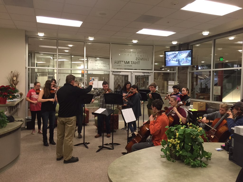 The fantastic PCHS orchestra spreading holiday cheer in the front office! Amazing talent on display!