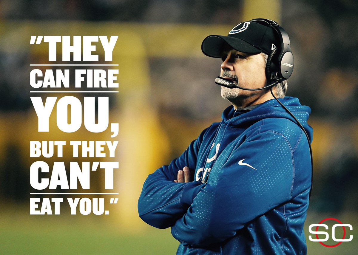 SportsCenter's tweet photo. Colts head coach Chuck Pagano discusses his job security using interesting choice of words. https://t.co/HdU2rN5nk2 https://t.co/6fEmG1jV1j