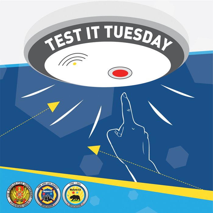 LAFDtalk's tweet photo. #TestItTuesday Another #LA fire w no working #smokealarms recently. #CheckBattery & if alarm +10yrs old = Change it! https://t.co/0Xl5OM2yY3
