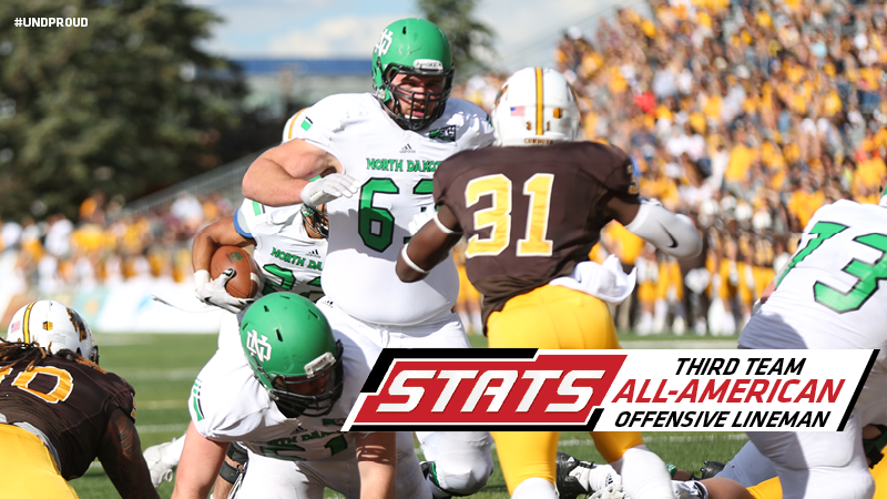 UNDfootball's tweet photo. First UND OL to earn All-America honors at DI level
34-consecutive starts 
UND DI record 2,625 team rushing yards https://t.co/tzBbUs3egW