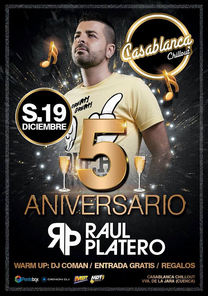 casablancachill's tweet photo. 5 Aniversario, 5 años contigo dando cada dia lo mejor de nosotros!! Prepárate este Sábado 19Diciembre ENTRADAGRATUIT https://t.co/BrYSE7eBXj