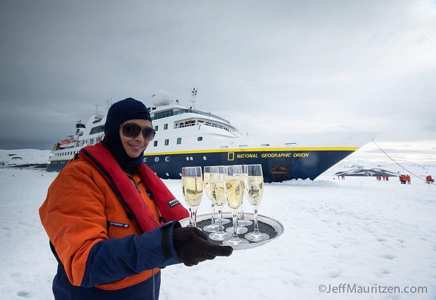 IntoOutdoors's tweet photo. Champagne on ice? Most captains and their ships tend to avoid ice but when you have an A1 ice class vessel, like th… https://t.co/clXiK5Nmm6