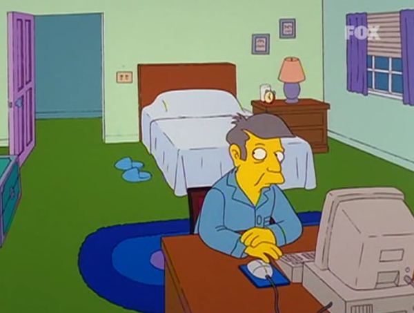 PlanetaSimps0n's tweet photo. "-Seymour, ¿estás mirando fotos de señoras desnudas?
-No, madre.

-¡Mariquita!" https://t.co/p3x2NAar5C