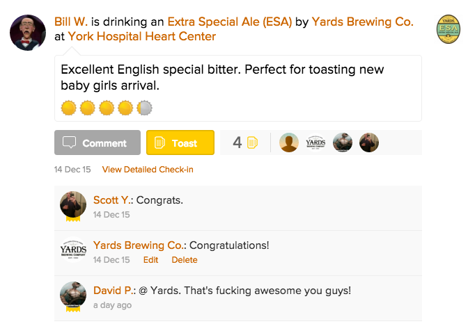 yardsbrew's tweet photo. #yardspairswellwith ...having a child. Congrats Bill! #billsbaby #yardsESA https://t.co/HnYNrpd3gM
