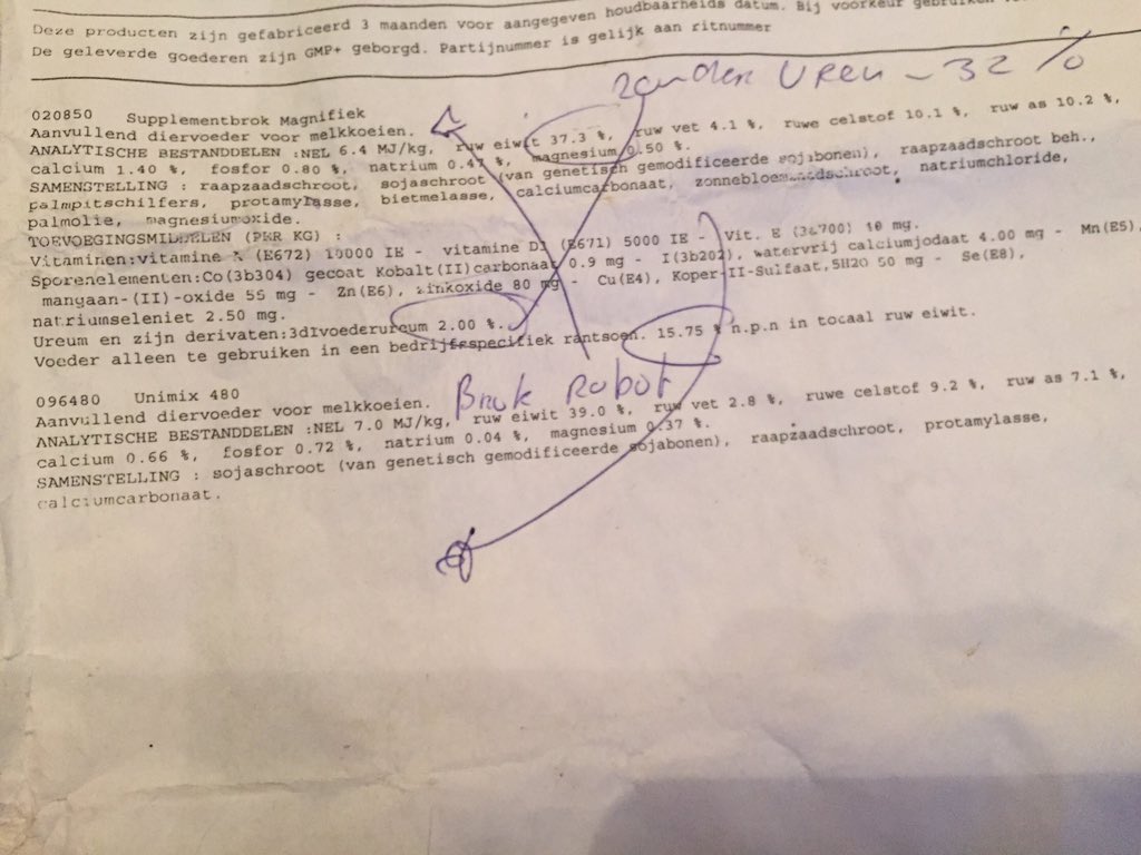 Laag eiwit/lactose, hoog ureum melk veel ketose en de voeradviseur snapt het niet. Na uitleg snapt boer het wel!