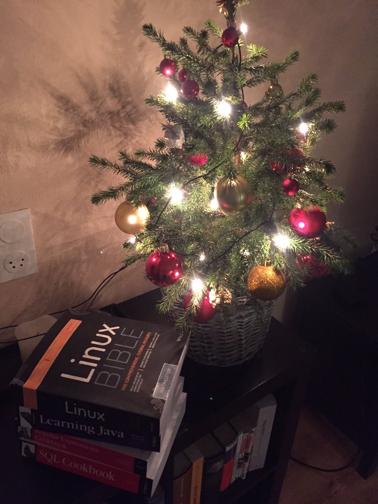 Rutgerwk's tweet photo. A merry #polteq christmas to me 😊 #linuxbible https://t.co/44ytRkhacI