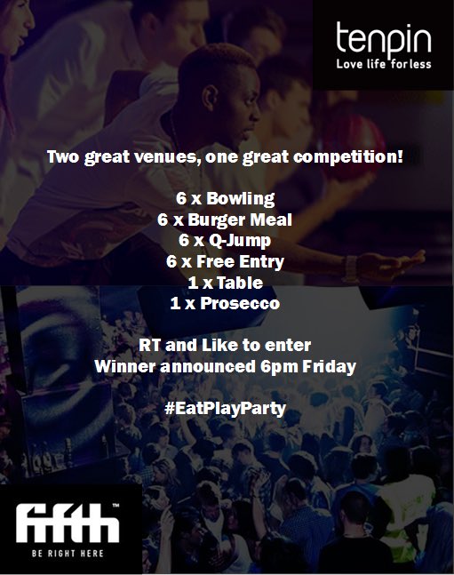 TenpinParrswood's tweet photo. Competition time! Just RT &amp; like for a chance to win a complete night out for 6! #EatPlayParty @FifthManchester https://t.co/JpZVKpmhb0