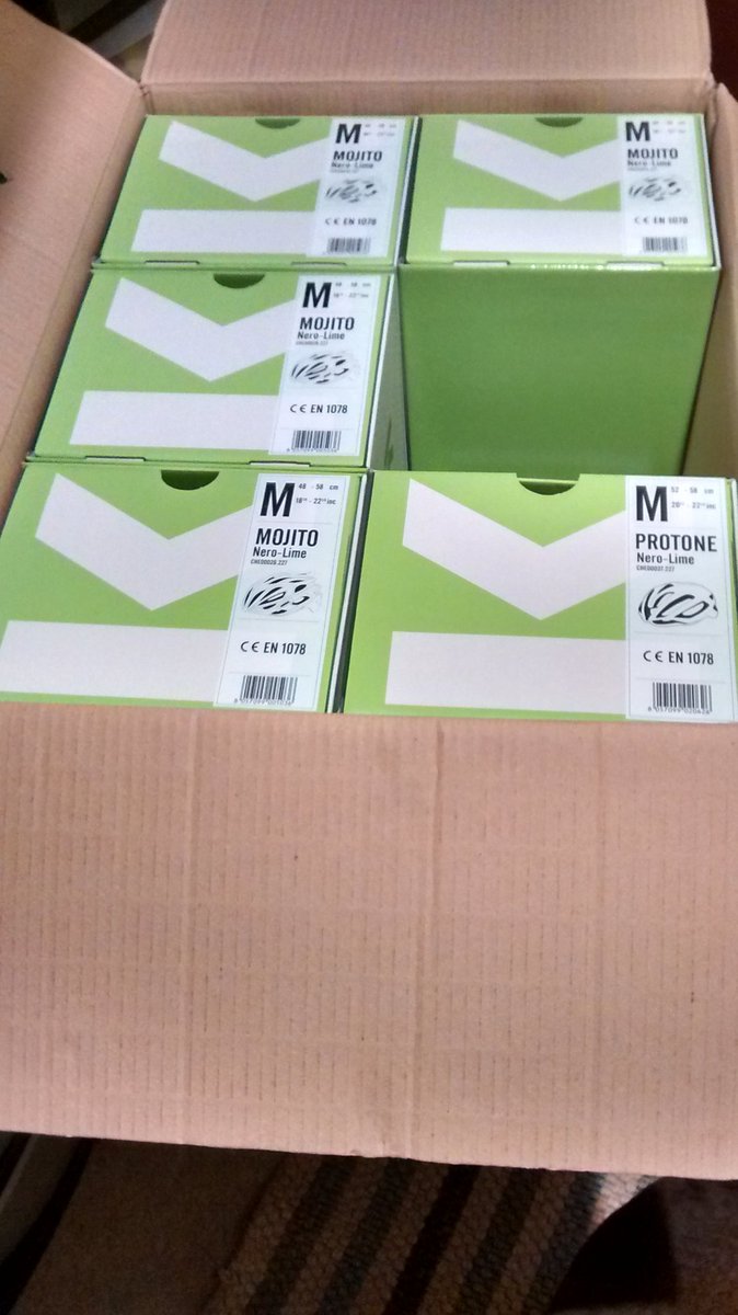 eliteVeloRT's tweet photo. A big box of green arrived today courtesy of @VeloBrands and @KaskHelmets Thank you!!! https://t.co/XtcNoJ8mUZ