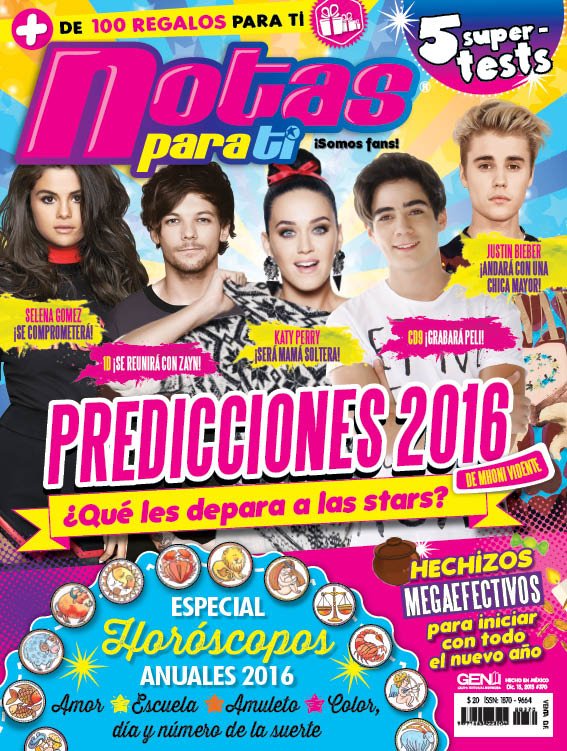 notasparati's tweet image. Ya salió la última edición del año. Portada Predicciones 2016 de las stars, pósters de @somosCD9 @onedirection y más