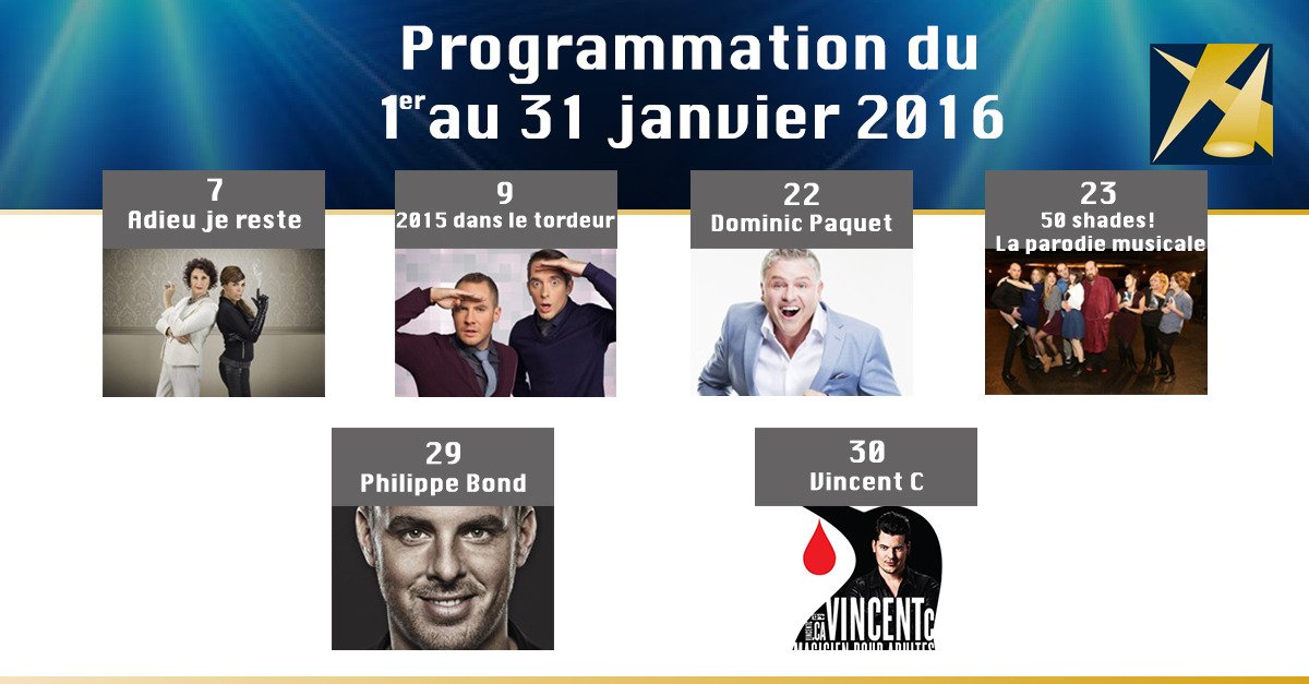 PalaceGranby's tweet photo. Nos spectacles pour janvier! Avez-vous hâte d'en voir un? #programmationpalace https://t.co/m7MbgY6UTU