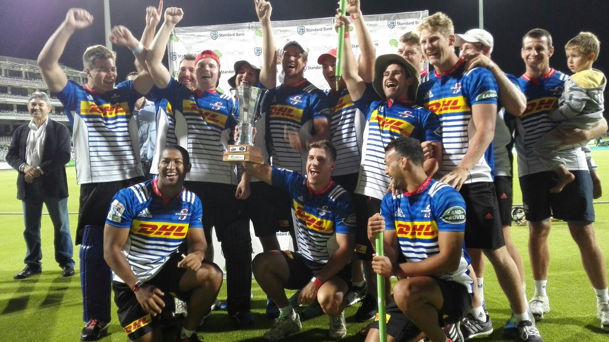 THESTORMERS's tweet photo. Your 2015 #WeChatChallenge winners, the #DHLStormers! Thanks @CobrasCricket for a great day. https://t.co/MaPed9KMvA https://t.co/ihGb4HYBGf