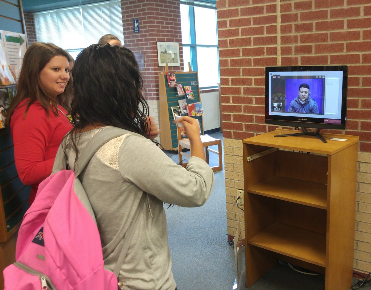 MHSMavs's tweet image. @purplecomm video phone kiosk is LIVE in the @McNeilHSLibrary for our #deafed students! #rrisd
