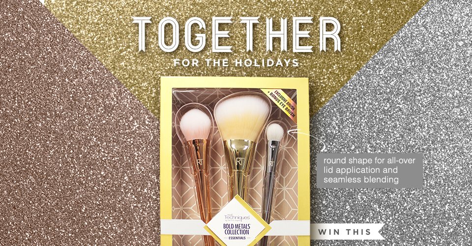 realtechniques's tweet photo. Is the #BoldMetals Essentials on your #wishlist? Now's your time to win 5: https://t.co/aDxqTrOfmB #BrushoftheWeek https://t.co/r1C9YHe0Nb