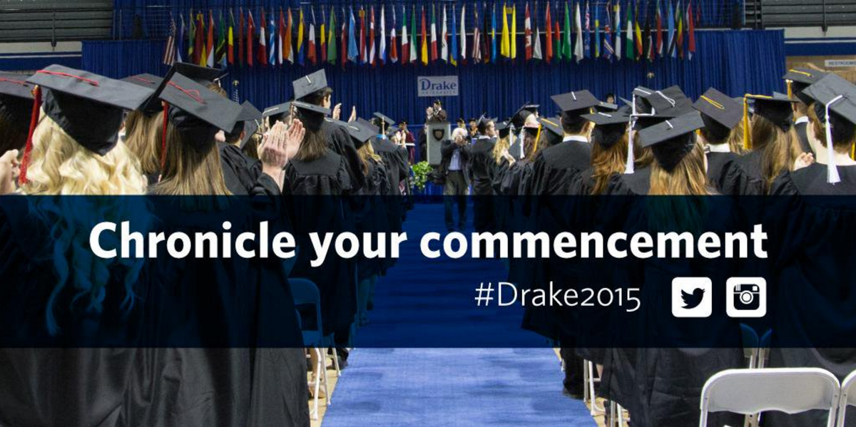 DrakeUniversity's tweet photo. Over 200 students will become lifelong @DrakeAlumni on Saturday in fall commencement. #Drake2015 https://t.co/Q8GDEzwb9D