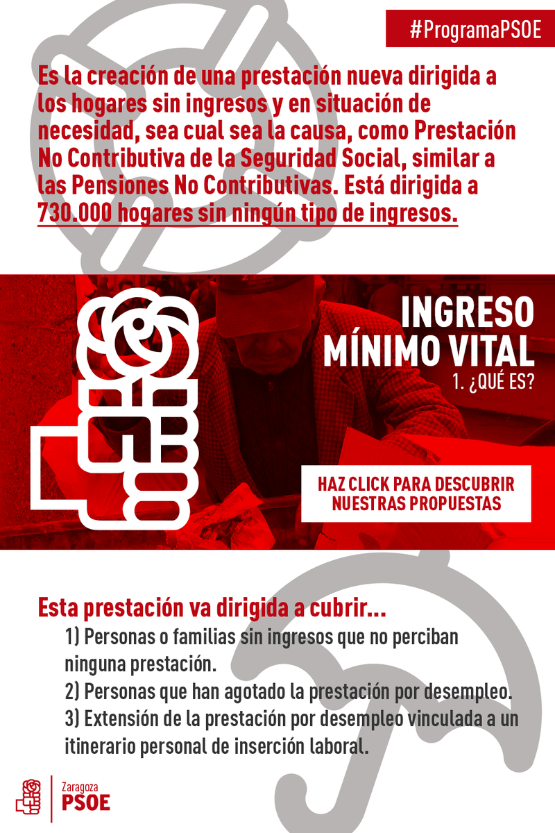 zaragozapsoe's tweet photo. Descubre en nuestro #ProgramaPSOE qué es el #IngresoMínimoVital #VotaPSOE #UnFuturoParaLaMayoría #PSOE https://t.co/VCX2xMpInm