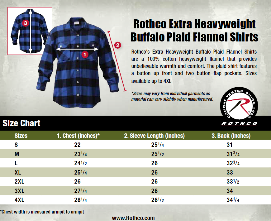 Rothco Size Chart